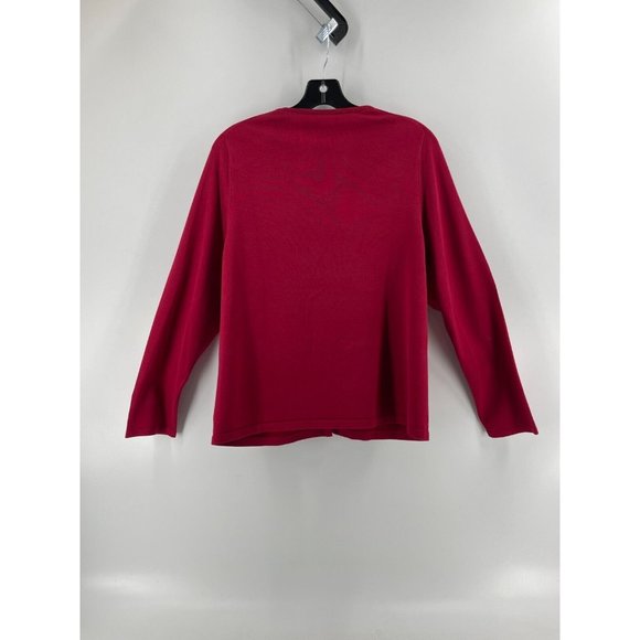 Pendleton Women's Red Knit Long Sleeve Silk Cardigan Sweater Embroidered Beads L - Picture 3 of 12